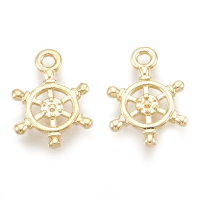 Dije colgante timón 13.5 mm baño de oro / unidad
