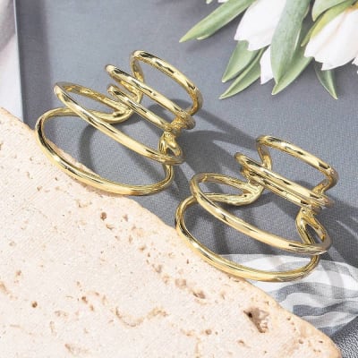 Ear cuff aros solitarios multicapa forma c baño oro / unidad