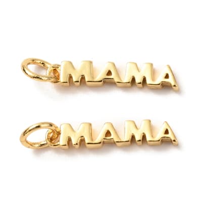 Dije colgante mamá vertical baño de oro / unidad