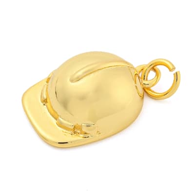Dije colgante casco ingeniero 17.5 mm baño de oro / unidad