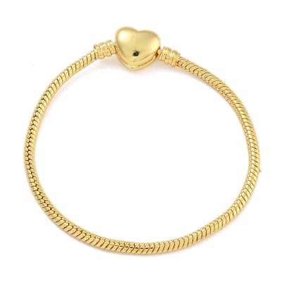 Base de pulsera estilo europeo broche corazón baño de oro 18 k / unidad