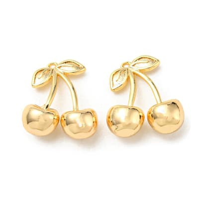 Dije colgante cereza guinda 13 mm baño de oro / unidad
