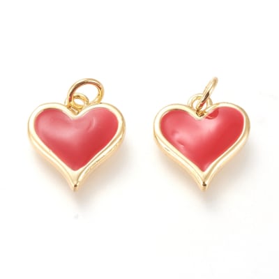Dije esmaltado corazón cute heart 14 mm baño de oro / unidad