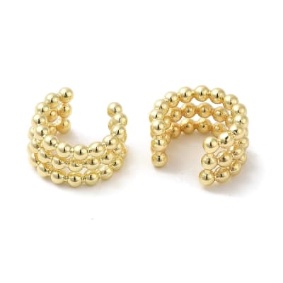 Ear cuff aros solitarios tres líneas balines baño oro / unidad