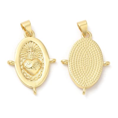 Dije colgante religioso con argolla para recamar Sagrado Corazón / unidad