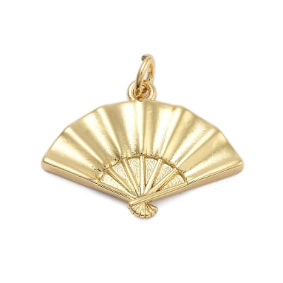 Dije colgante abanico 22.5 mm baño de oro / unidad