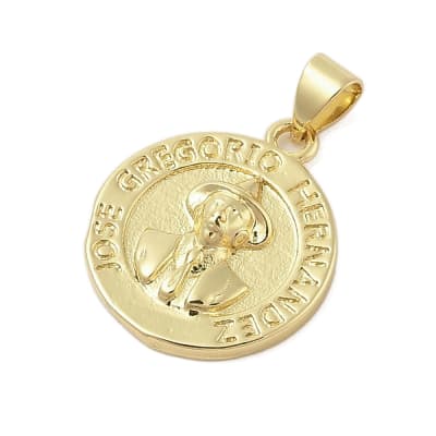 Dije colgante medalla Dr Jose Gregorio Hernández 20 mm baño oro / unidad