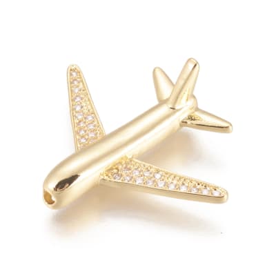 Dije pasador avión 26.5 mm baño de oro / unidad