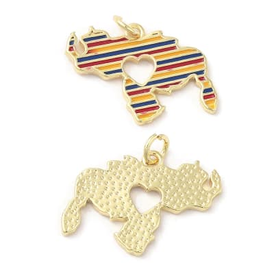 Dije colgante esmaltado mapa de Venezuela tricolor 23 mm baño de oro / unidad