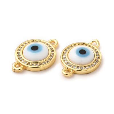 Dije conector ojo turco protección nazar con zircón baño de oro / unidad