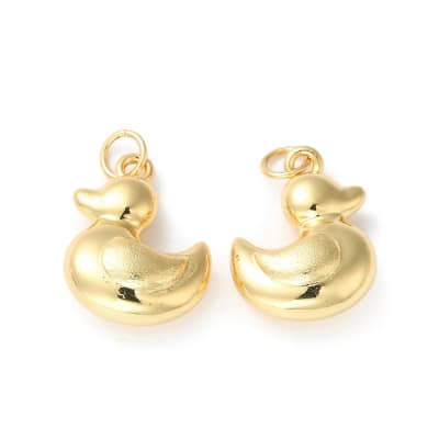 Dije colgante pato duck 18 mm baño oro / unidad