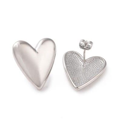 Aros topo topito maxi corazón heart baño de platino / par