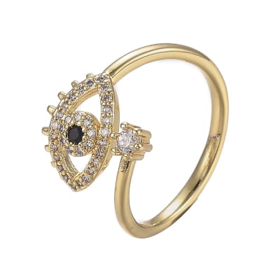 Anillo ajustable ojo turco baño de oro / unidad