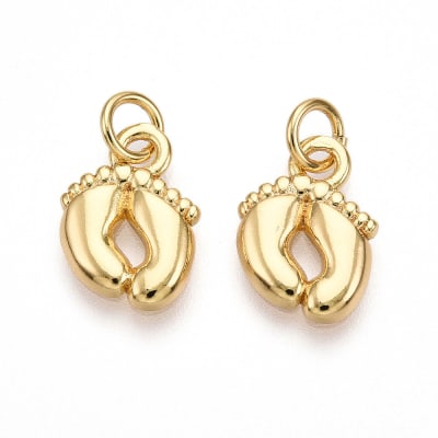 Dije colgante pies de bebé 12.5 mm baño de oro / unidad