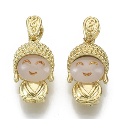 Dije colgante buda miniatura 17 mm baño oro / unidad