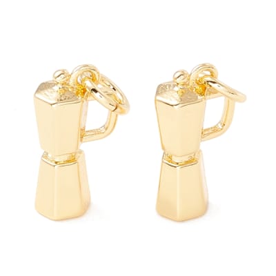 Dije colgante cafetera 13 mm baño de oro platino / unidad