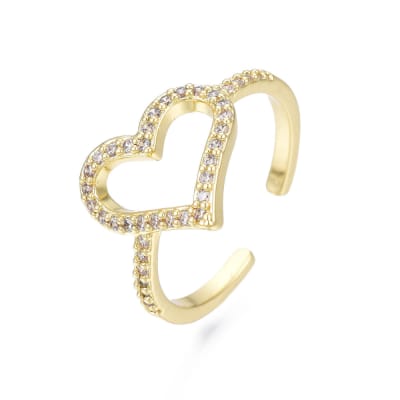 Anillo ajustable maxi silueta corazón baño de oro / unidad
