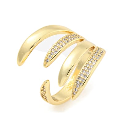 Anillo ajustable líneas zircón baño de oro / unidad