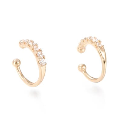 Ear cuff aros solitarios zircón dorado / unidad