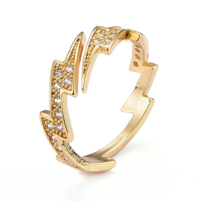 Anillo ajustable rayo baño de oro / unidad