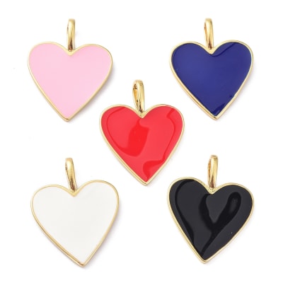 Dije esmaltado maxi corazón 24 mm baño de oro / unidad