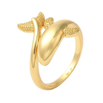 Anillo ajustable delfín mar baño de oro / unidad
