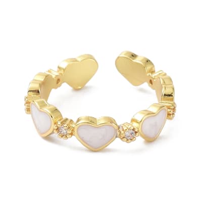 Anillo ajustable corazón nácar baño de oro / unidad