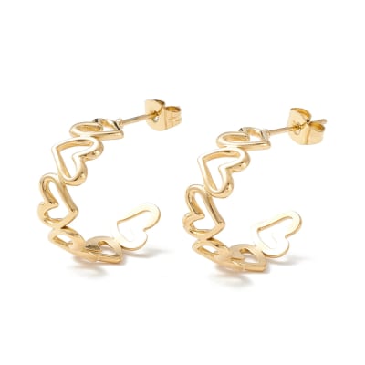 Aros argollas aretes tipo c eslabones corazón / par