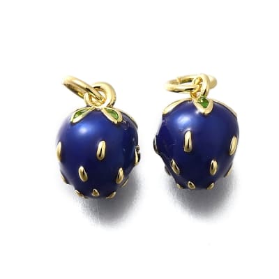 Dije colgante esmaltado mora fresa frutilla azul 11 mm baño oro / unidad
