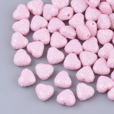 Cuentas plásticas con brillantina corazón estrella esfera / 24 uds