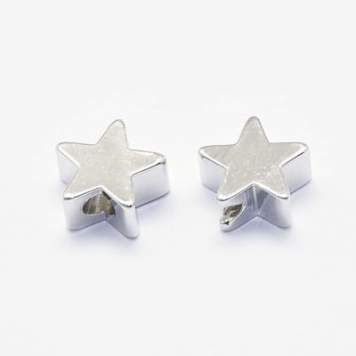 Dije pasador estrella 6 mm baño de platino / unidad