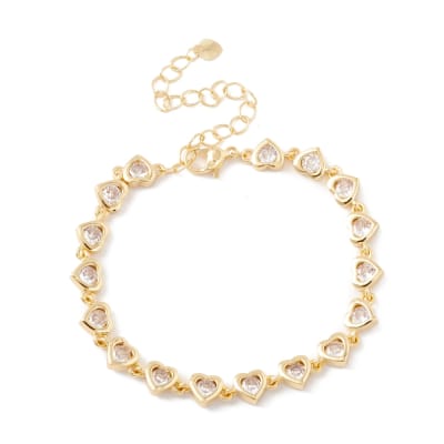 Pulsera elegante conectores corazón baño de oro / unidad