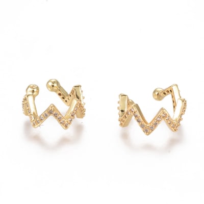 Ear cuff aros solitarios luna zig zag baño de oro / unidad