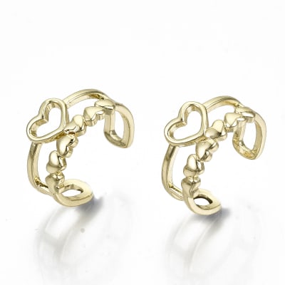 Ear cuff solitarios corazón doble 16 mm baño de oro / unidad