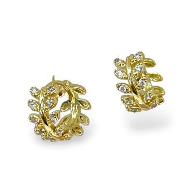 Aros argollas aretes espiga hoja liso rodio / unidad