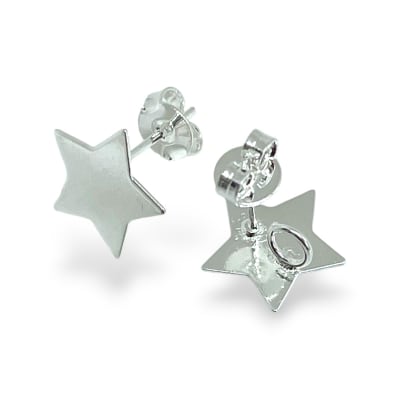 Base de aros topito estrella 11 mm baño plata / par