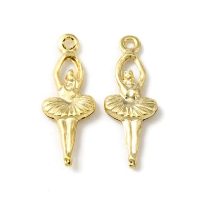 Dije colgante bailarina 18.5 mm baño de oro / unidad
