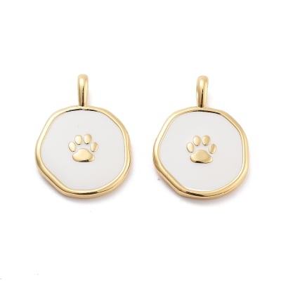 Dije colgante esmaltado patita mascota 18.5 mm baño de oro / unidad