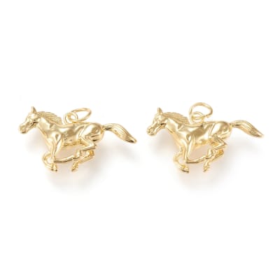 Dije colgante caballo baño de oro / unidad