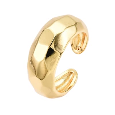 Anillo ajustable biselado baño de oro / unidad
