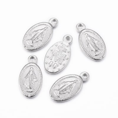 Dije colgante medalla virgen milagrosa 12.5 mm acero / unidad