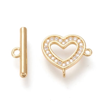 Broche corazón marinero baño de oro / set