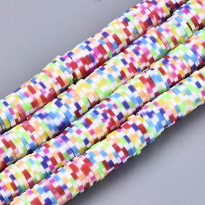 Sarta cuentas disco arcilla polimérica color pixel fimo 6 mm / tira