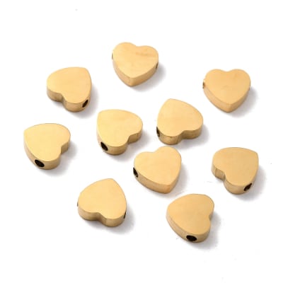 Dije pasador corazón 8.5 mm acero dorado plateado / unidad