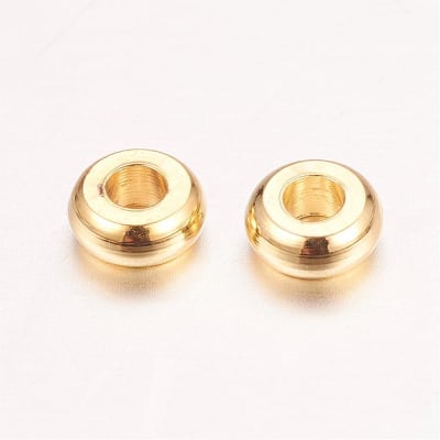 Separador redondo liso 4 mm baño de oro 18k / 10 uds