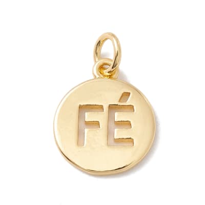 Dije colgante medalla Fe 12 mm baño de oro / unidad