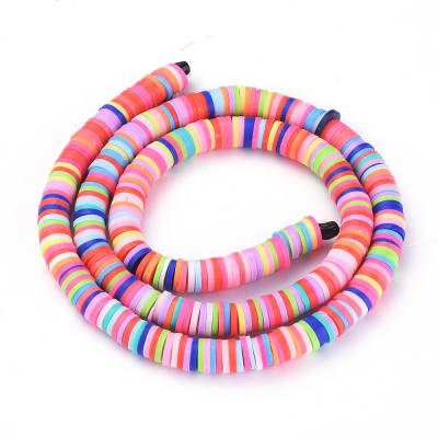 Sarta cuentas disco arcilla polimérica color surtido fimo 6 mm / tira