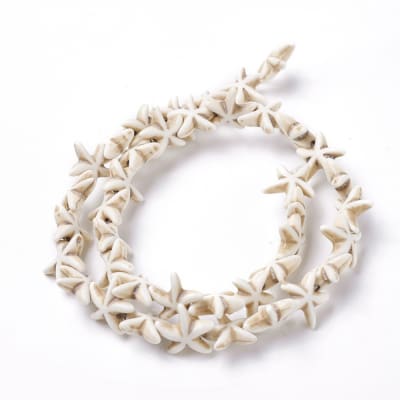 Cuenta pasadora estrella de mar piedra turquesa fósil blanca