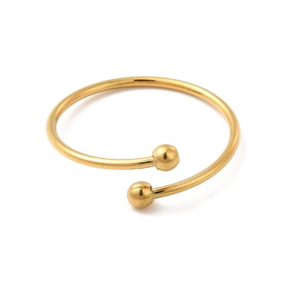 Anillo ajustable minimalista doble bola acero dorado / unidad