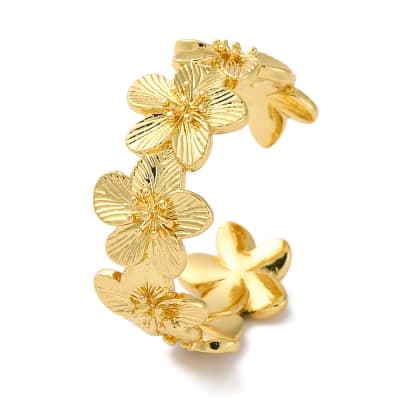 Anillo ajustable flores hawaianas baño de oro / unidad